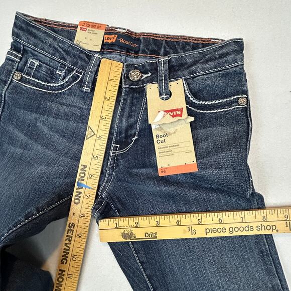Levi's Boot Cut Jeans Adj Waist Stretch Blue Wonder Girls Sz 12 SLIM 24x27 NEW - Picture 11 of 14